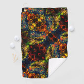 赤い黄色の緑の濃い花の細断紙? ゴルフタオル (インサイチュ)