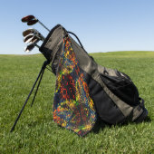 赤い黄色の緑の濃い花の細断紙? ゴルフタオル (グリーン)