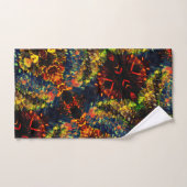 赤い黄色の緑の濃い花の細断紙? バスタオルセット (ハンドタオル)