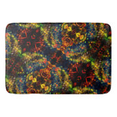 赤い黄色の緑の濃い花の細断紙? バスマット (正面)
