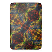 赤い黄色の緑の濃い花の細断紙? バスマット (正面縦)