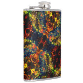 赤い黄色の緑の濃い花の細断紙? フラスク (右)