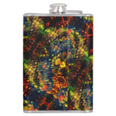 赤い黄色の緑の濃い花の細断紙? フラスク (裏面)