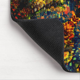 赤い黄色の緑の濃い花の細断紙? マウスパッド