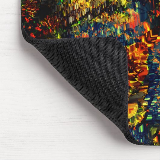 赤い黄色の緑の濃い花の細断紙? マウスパッド (コーナー)