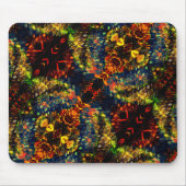 赤い黄色の緑の濃い花の細断紙? マウスパッド (正面)