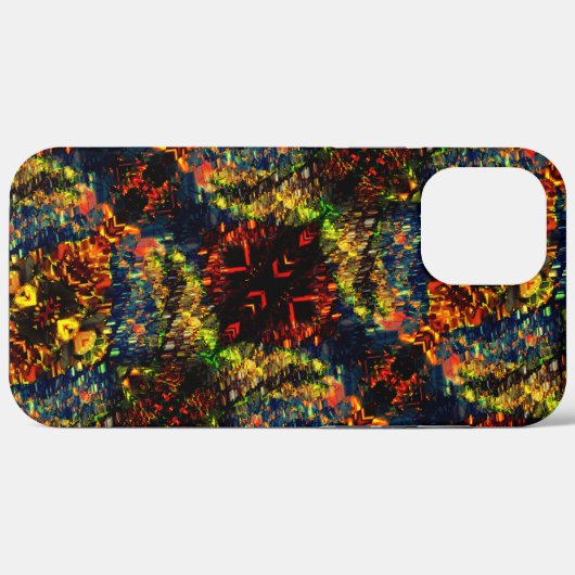 赤い黄色の緑の濃い花の細断紙? Case-Mate iPhoneケース (裏面 (横))