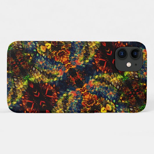 赤い黄色の緑の濃い花の細断紙? Case-Mate iPhoneケース (裏面(横))