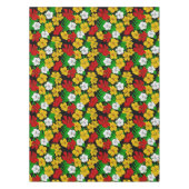 赤い黄色の緑の熱帯性ハイビスカスの花 テーブルクロス (正面)