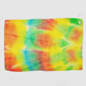 赤い黄色の緑の絞り染め ゴルフタオル (横)