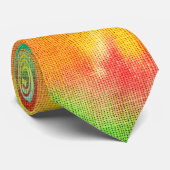 赤い黄色の緑の絞り染め ネクタイ (ロール)