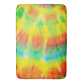 赤い黄色の緑の絞り染め バスマット (正面縦)