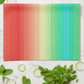 赤い黄色の緑の青ストライプ色 キッチンタオル (折り畳み)