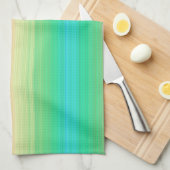 赤い黄色の緑の青ストライプ色 キッチンタオル (四つ折り)