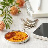 赤い黄色の花のグランジデジタルグラフィックアート キーホルダー (側面)