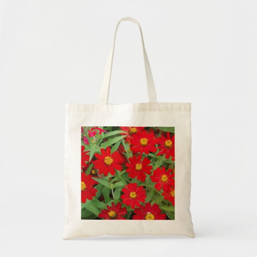 赤い黄色の花トートバッグ トートバッグ (正面)