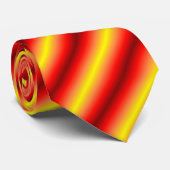 赤い黄色の茶色の光沢のあるストライプパターン ネクタイ (ロール)