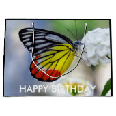 赤い黄色の蝶ジゼベ絵を描ル ラージペーパーバッグ (正面)