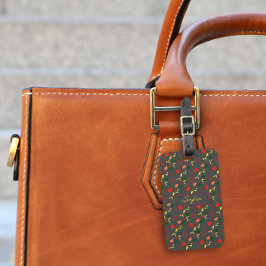 赤い黄色の野生の花の灰色のパターン荷物タグ ラゲッジタグ