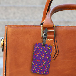 赤い黄色の野生の花の紫色のパターン荷物タグ ラゲッジタグ