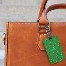 赤い黄色の野生の花の緑のパターン荷物タグ