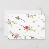 赤い黄色の野生の花 サンキューカード (裏面)