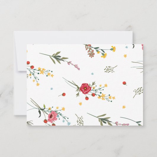 赤い黄色の野生の花 サンキューカード (裏面)