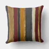 赤い黄色の金ゴールドとグレーのストライプ クッション (裏面)