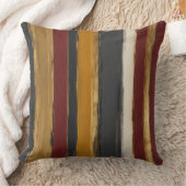 赤い黄色の金ゴールドとグレーのストライプ クッション (ブランケット)