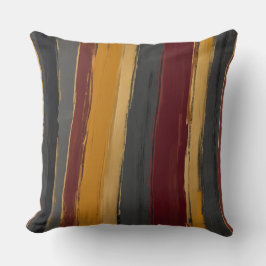 赤い黄色の金ゴールド炭と灰色のストライプ クッション