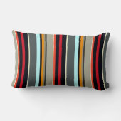 赤い黄色の青いグレー数々のの色のストライプ ランバークッション (裏面)