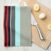 赤い黄色の青いグレー数々のの色のパタストライプのーン キッチンタオル (四つ折り)