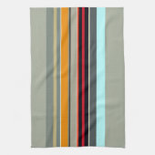 赤い黄色の青いグレー数々のの色のパタストライプのーン キッチンタオル (縦)