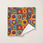 赤い黄色の青いピンクの紫の緑の正方形の円 バスタオルセット (ウォッシュタオル)