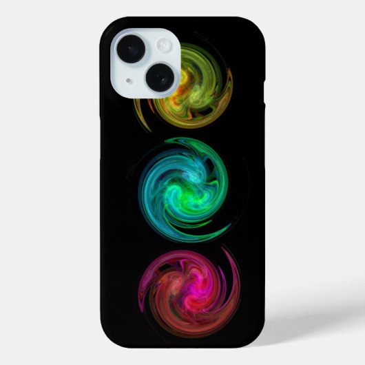 赤い黄色の青い光の渦フラクタルアート、黒 Case-Mate iPhoneケース (裏面)