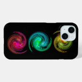 赤い黄色の青い光の渦フラクタルアート、黒 Case-Mate iPhoneケース (裏面 (横))