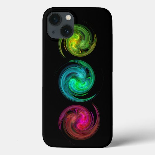 赤い黄色の青い光の渦フラクタルアート、黒 Case-Mate iPhoneケース (裏面)