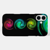 赤い黄色の青い光の渦フラクタルアート、黒 Case-Mate iPhoneケース (裏面 (横))