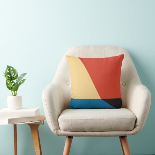 赤い黄色の青い影の幾何学模様 クッション (椅子)