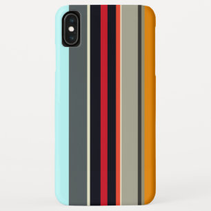 赤い黄色の青い銀数々の色のストライプ iPhone XS MAXケース