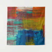 赤い黄色の青と白の抽象芸術絵画 タペストリー (正面(横))