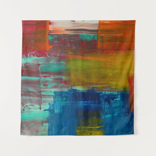 赤い黄色の青と白の抽象芸術絵画 タペストリー (正面(横))