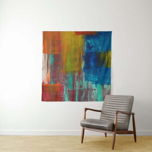 赤い黄色の青と白の抽象芸術絵画 タペストリー (インサイチュ)