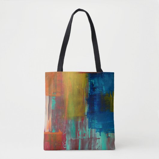 赤い黄色の青と白の抽象芸術絵画 トートバッグ (正面)
