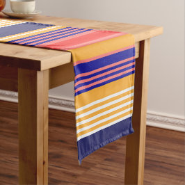 赤い黄色の青ストライプ色 ショートテーブルランナー