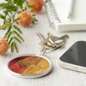 赤い黄色の黒い抽象芸術絵を描ブラアート キーホルダー (側面)