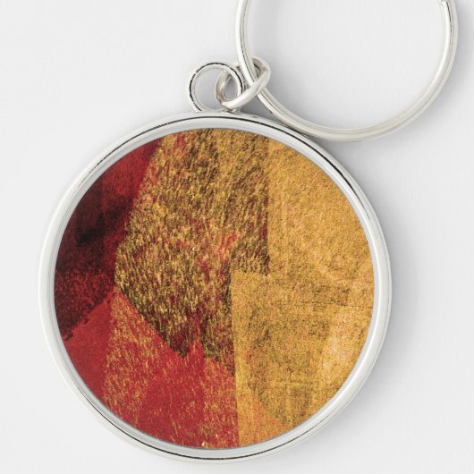 赤い黄色の黒い抽象芸術絵を描ブラアート キーホルダー (正面)