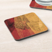 赤い黄色の黒い抽象芸術絵を描ブラアート コースター (左側)