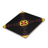 赤い黄色の黒い灰色の民族抽象芸術幾何学的 タイル (側面)