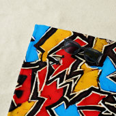 赤い黄色の黒い落書き（青） ビーチタオル (インサイチュ)